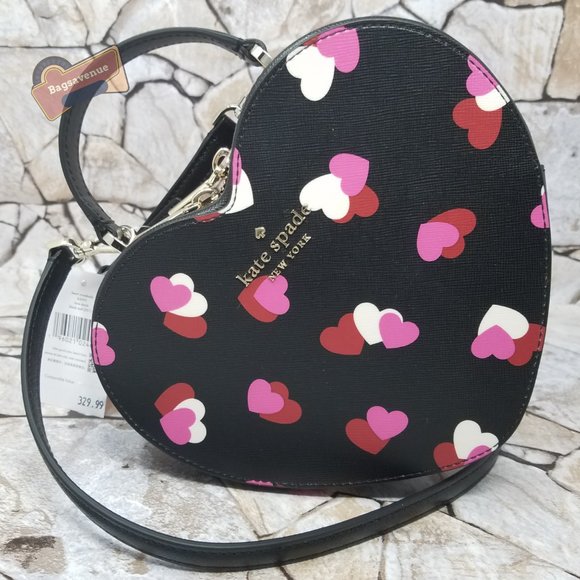 #bagsavenue love shack heart flutter multi pink black red crossbody kate spade - Picture 6 of 6